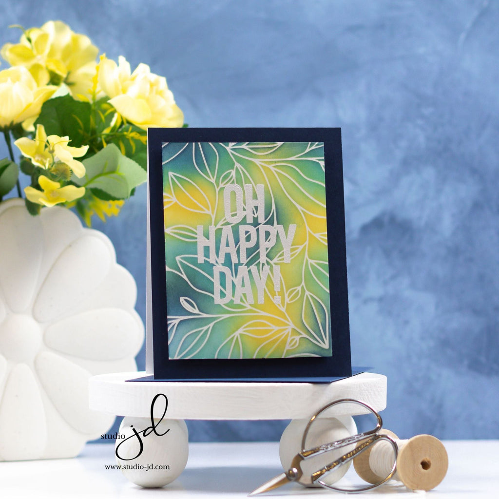 Simon Says Stamp Stencils Stems and Leaves 1047st Sweet Wishes Happy Day Card | color-code:ALT03