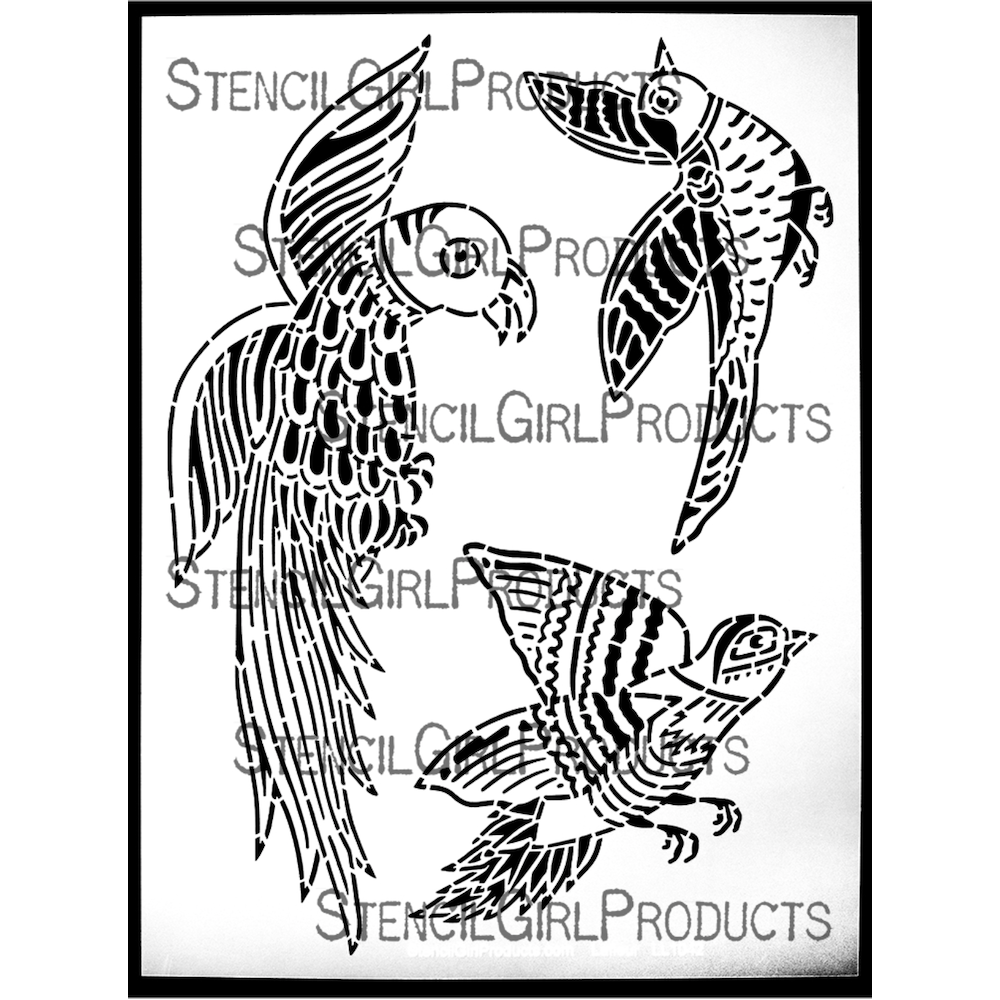 StencilGirl Block Print Birds Stencil ll1042
