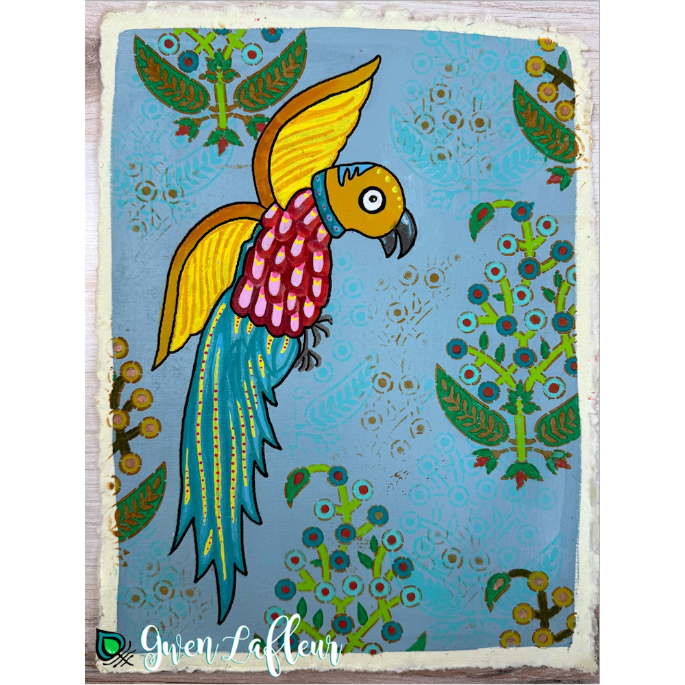 StencilGirl Block Print Birds Stencil ll1042 parrot