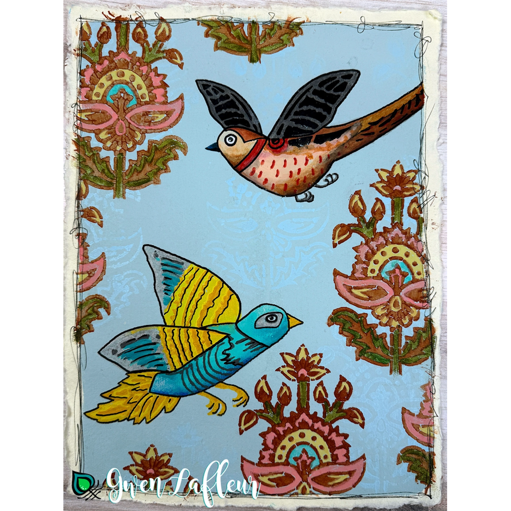 StencilGirl Block Print Birds Stencil ll1042 wings