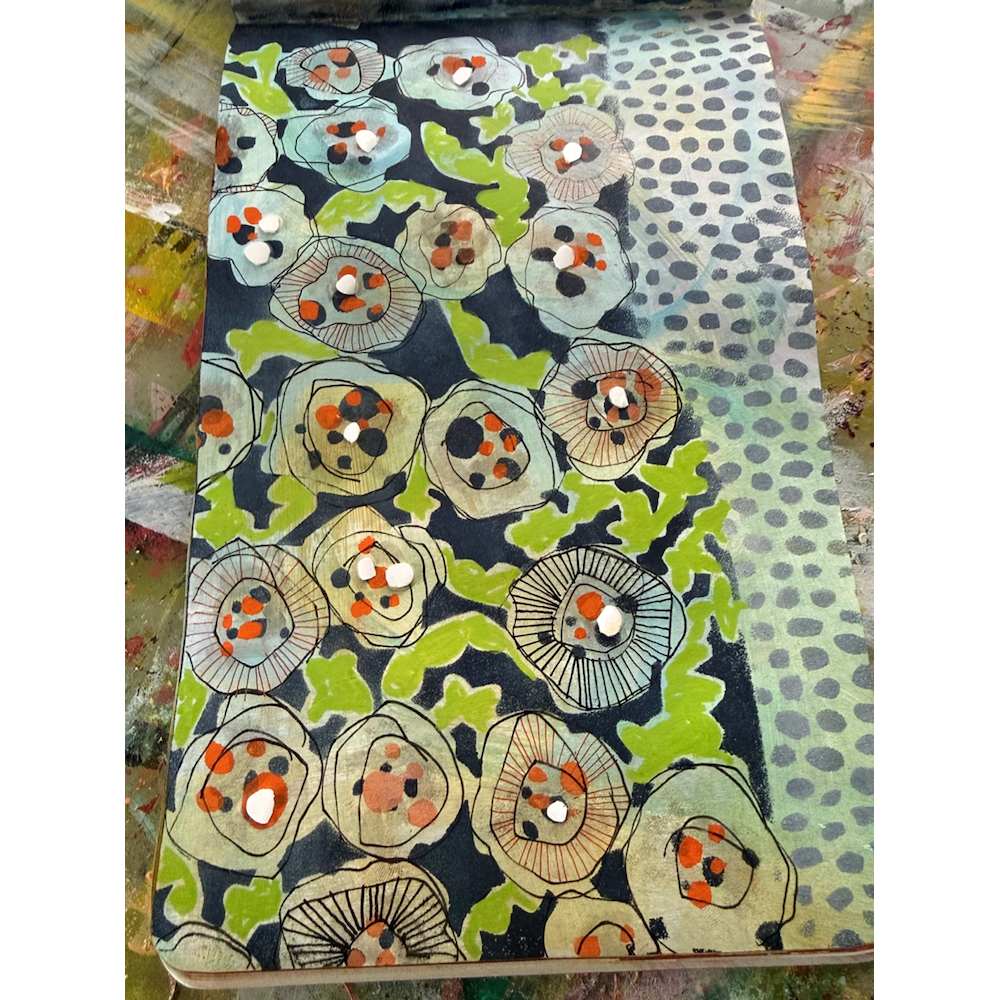 StencilGirl Compact Collage Patterns Stencil ll1097 green