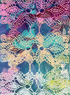 StencilGirl Crocheted Flowers Mask Stencil ll1109 pink