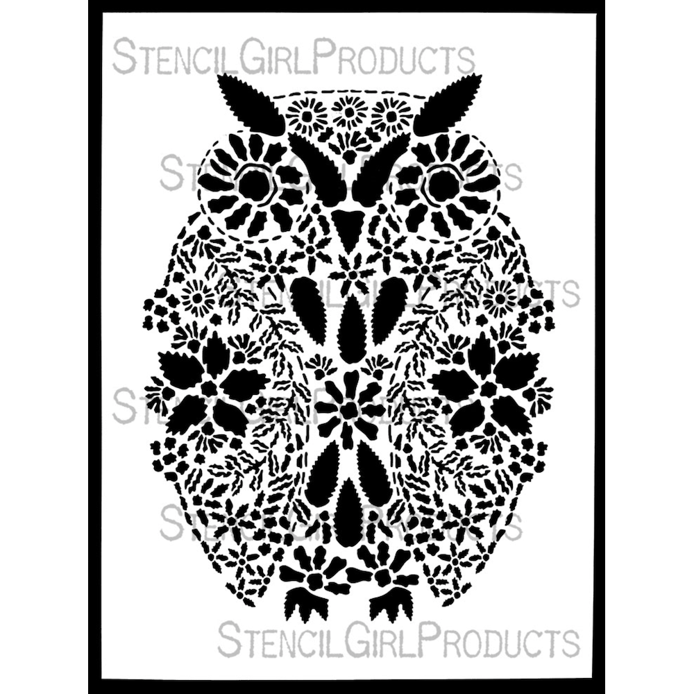 StencilGirl Embroidered Owl Stencil ll1086