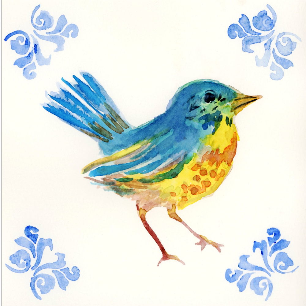 StencilGirl Evans Bird Stencil sa1022 watercolor