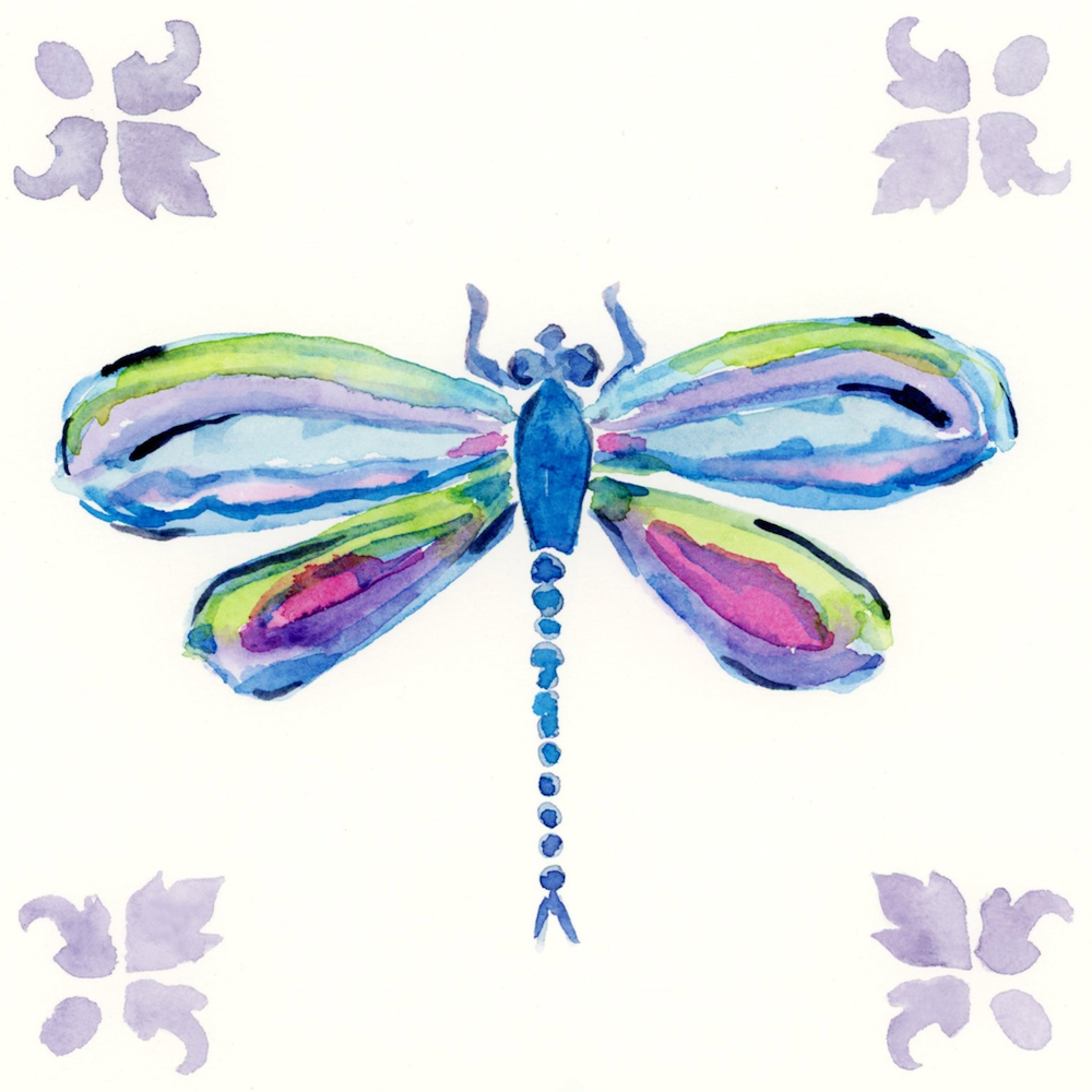 StencilGirl Evans Dragonfly Stencil sa1024 watercolor
