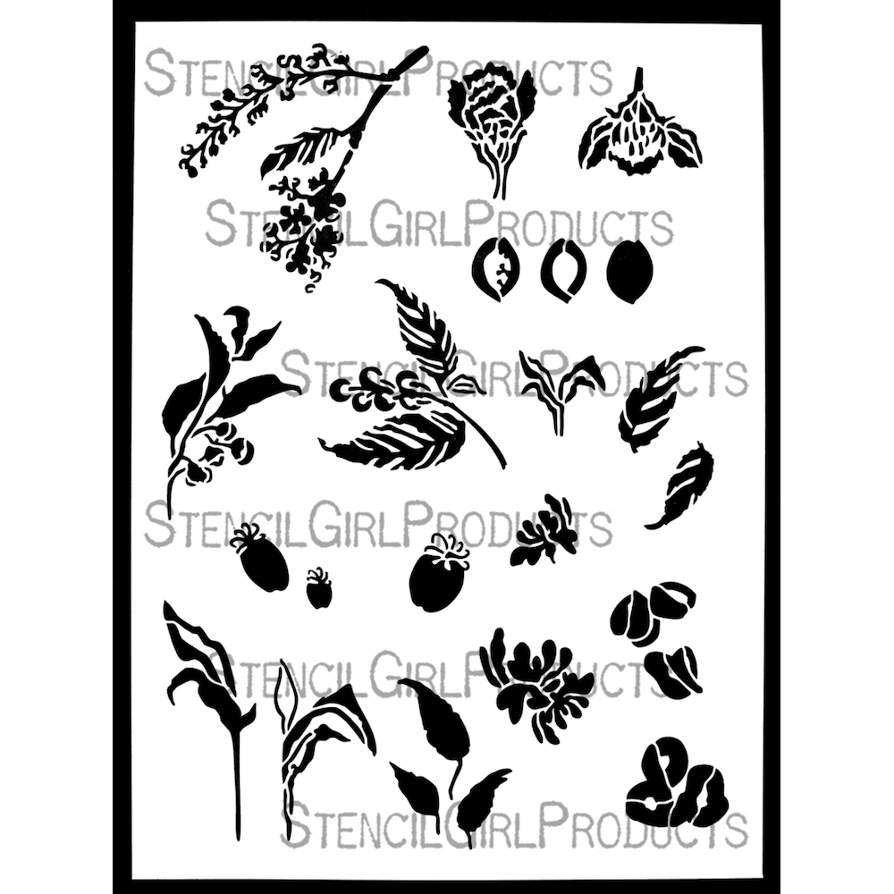StencilGirl Heirloom Leaves and Pods Stencil ll1075