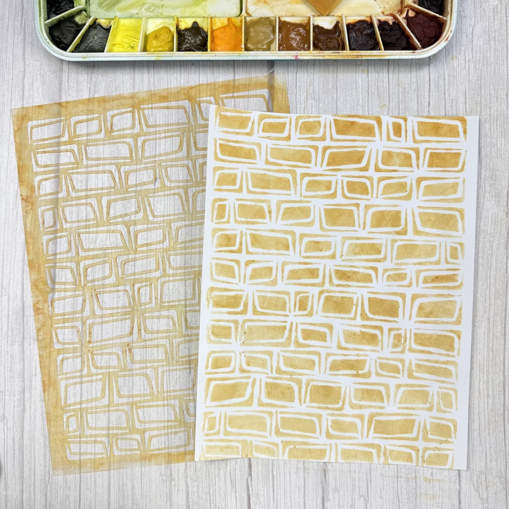 StencilGirl Mid-Century Modern Wonky Grid Stencil ll1060 yellow