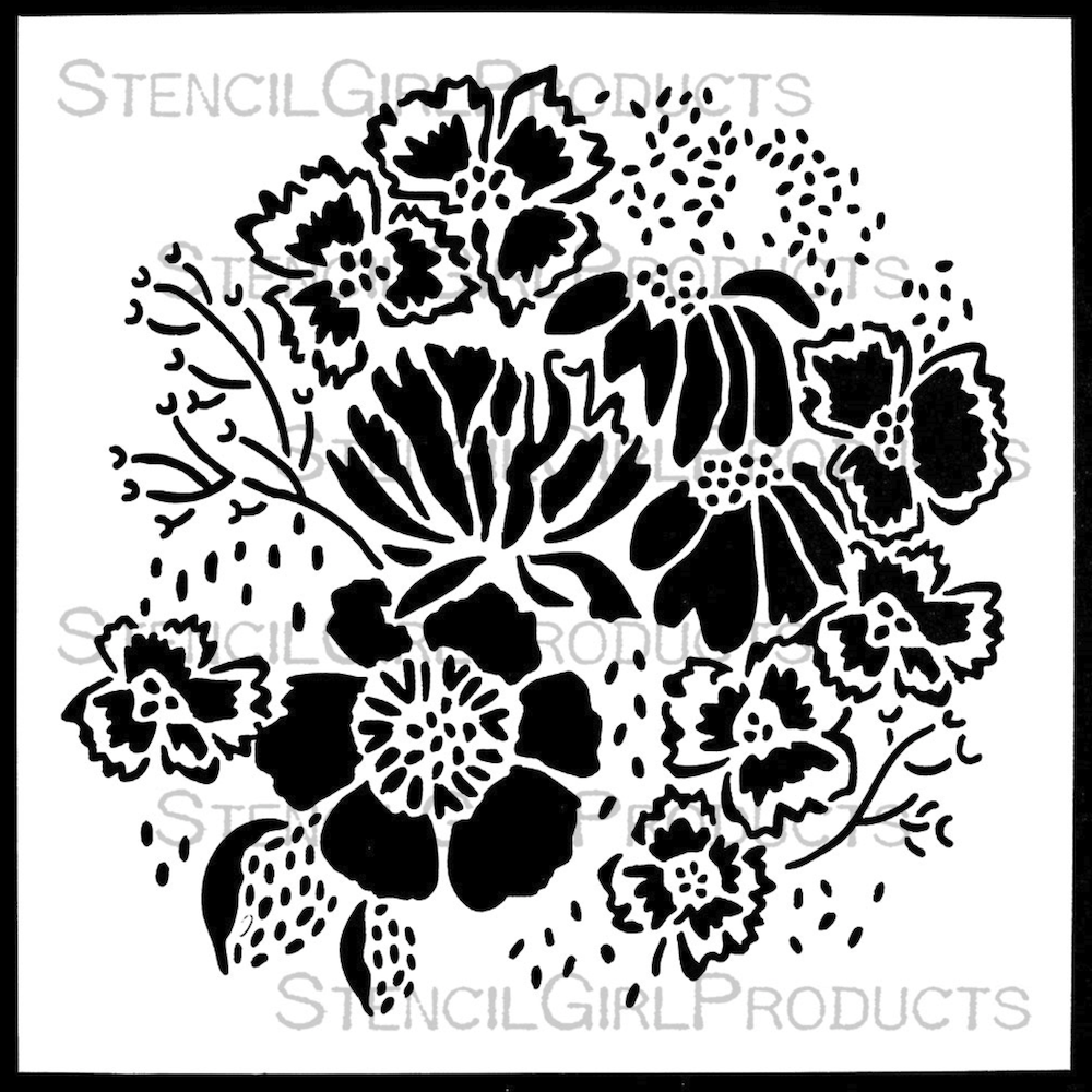 StencilGirl Petite Bouquet Stencil sa1052
