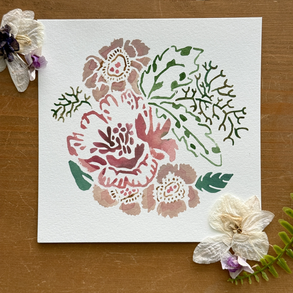 StencilGirl Petite Wildflower Stencil sa1055 watercolor