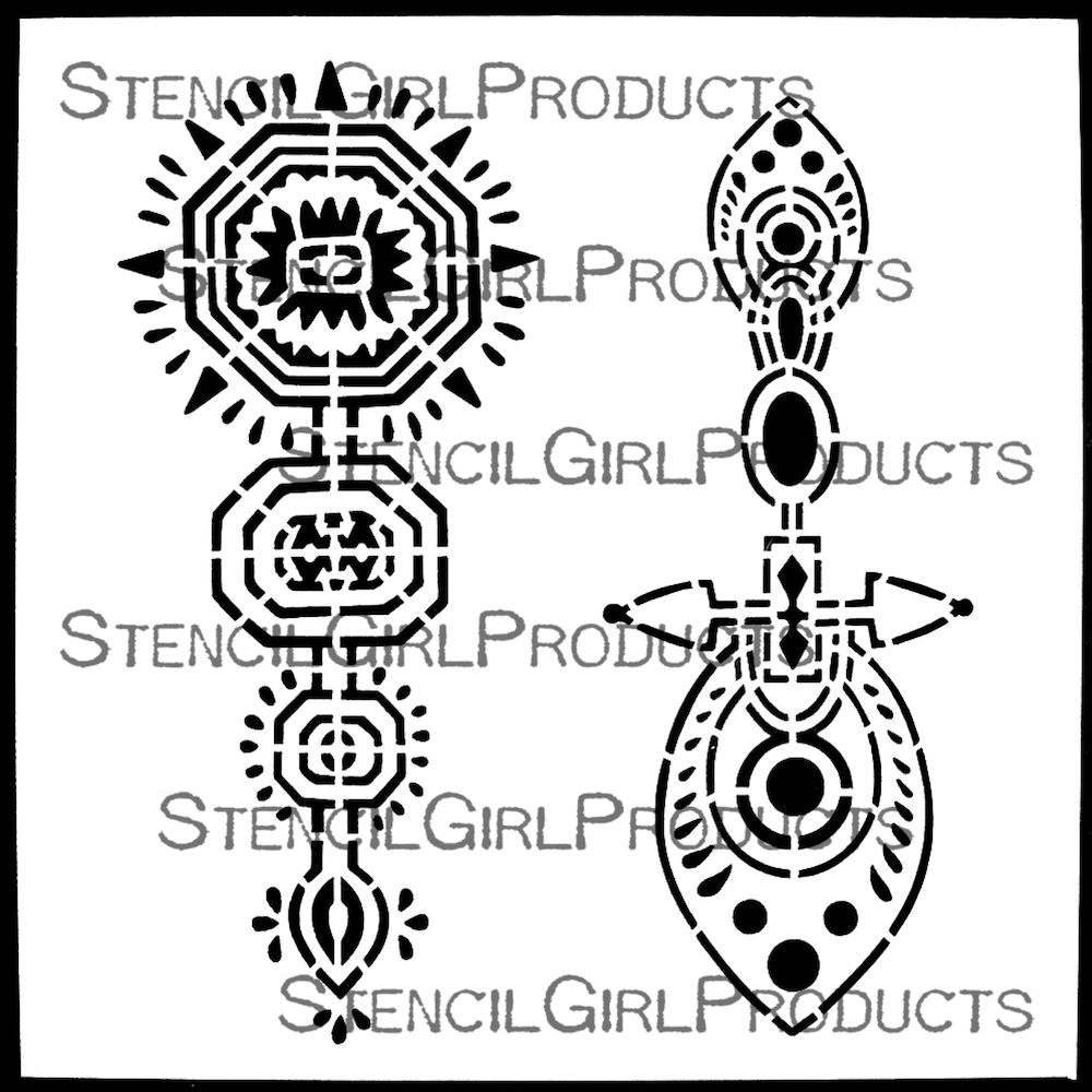 StencilGirl Tribal Ornaments Stencil sa1008