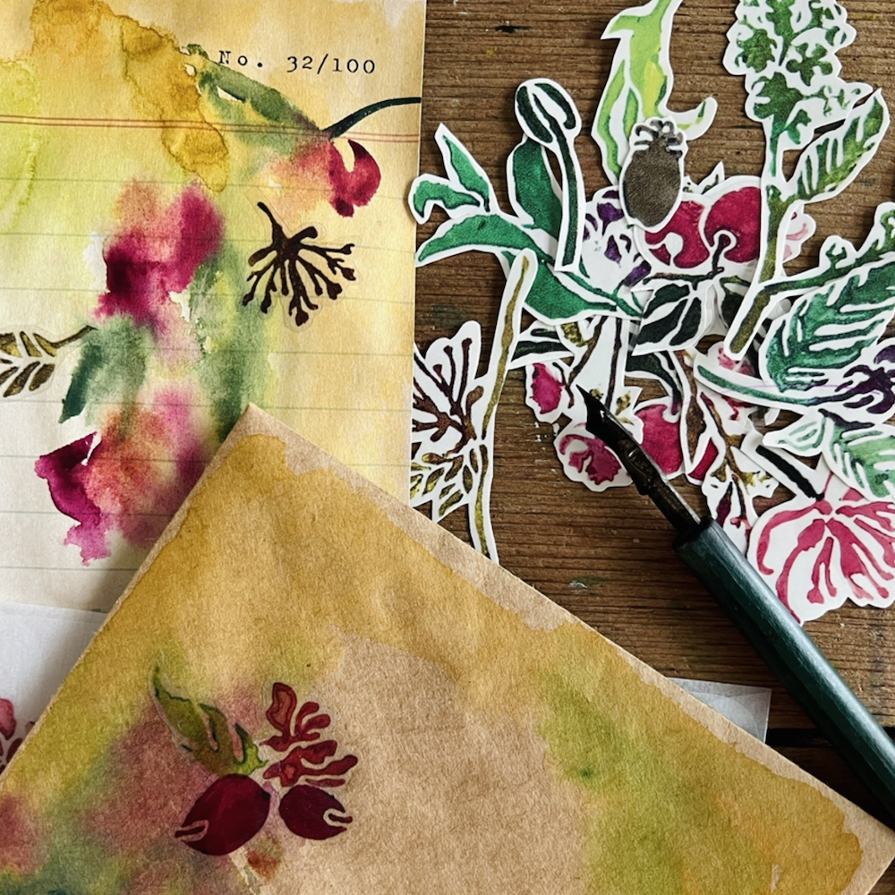 StencilGirl Wild Fruit and Petals Stencil ll1076 color