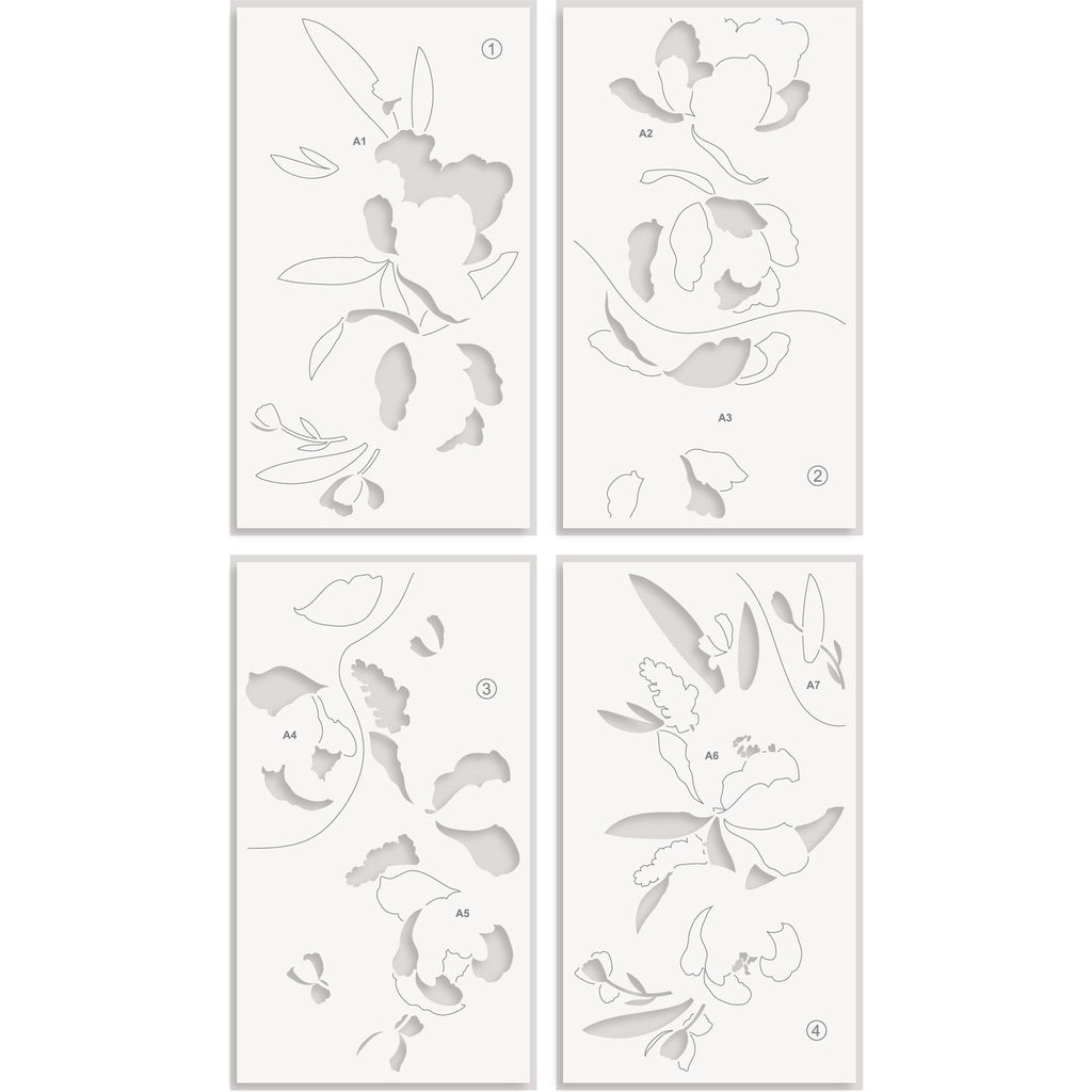 Altenew Peony and Lilac Swag Simple Coloring Stencils alt10146 layering guide