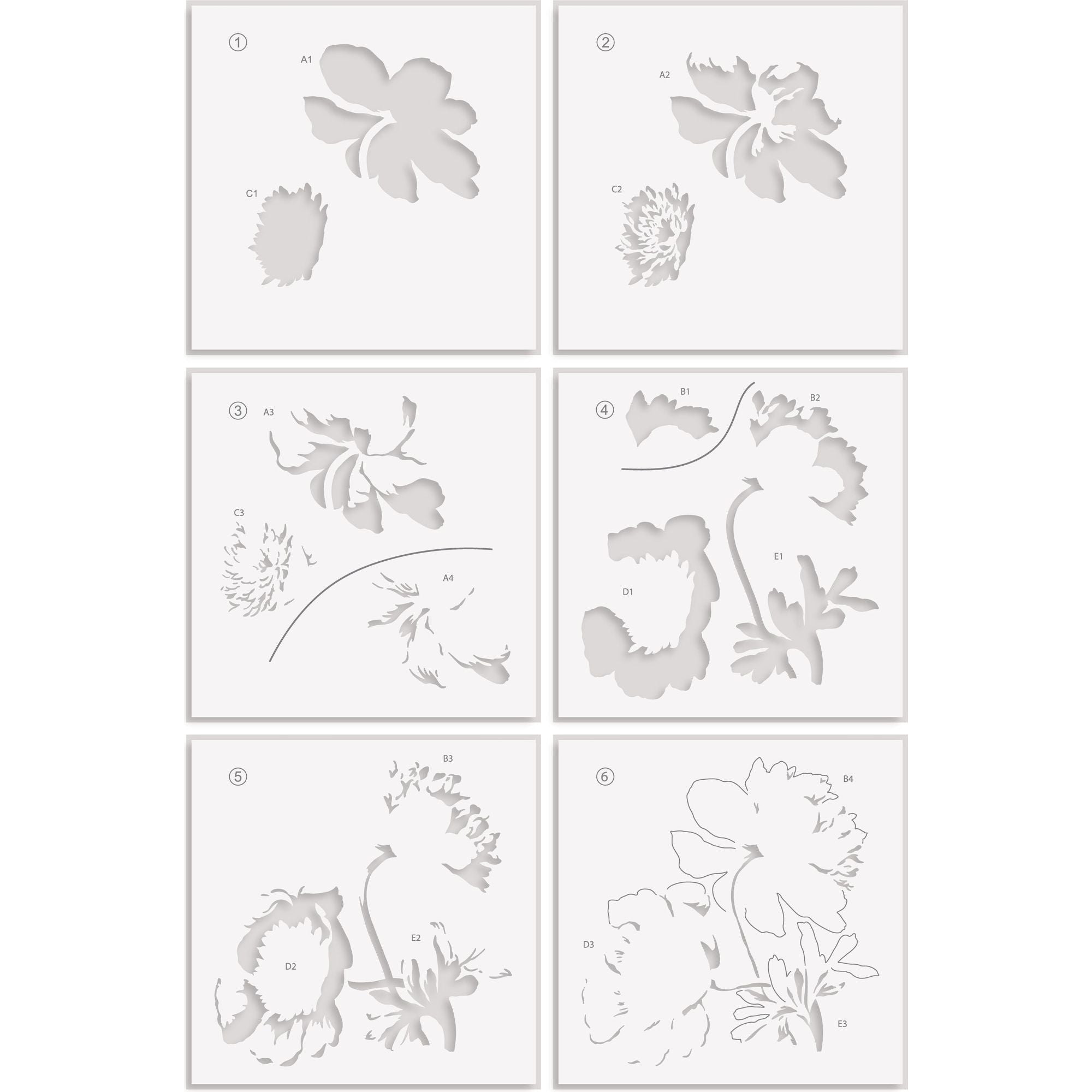 Altenew Stencil Art White Cap Peonies Layering Stencils alt10228 product image