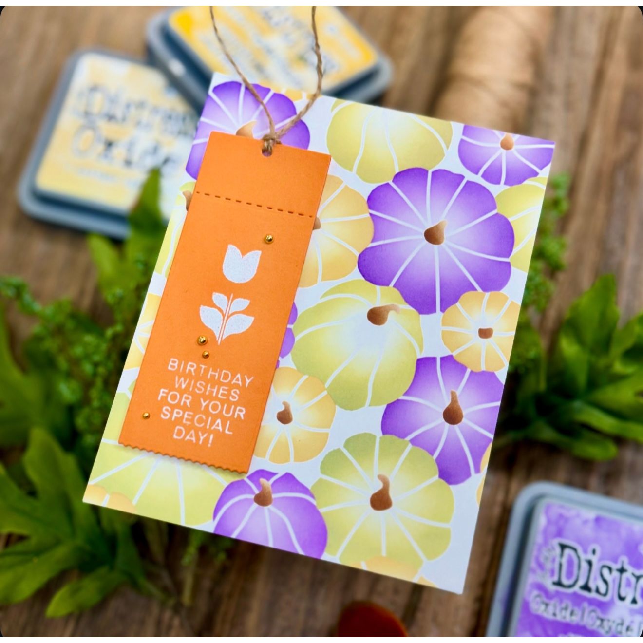 Simon Says Stamp Stencils Pumpkin Patch 1100st Birthday Card
