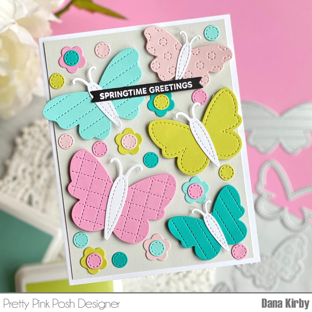 Pretty Pink Posh Stitched Butterflies Dies springtime greetings