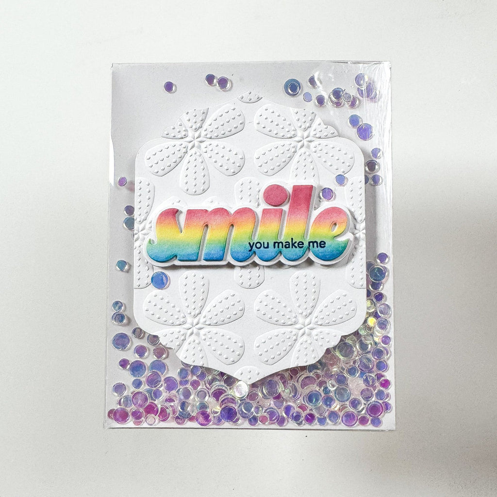 Simon Says Stamp Embossing Folder Stitched Flowers sf497 STAMPtember Smile Card