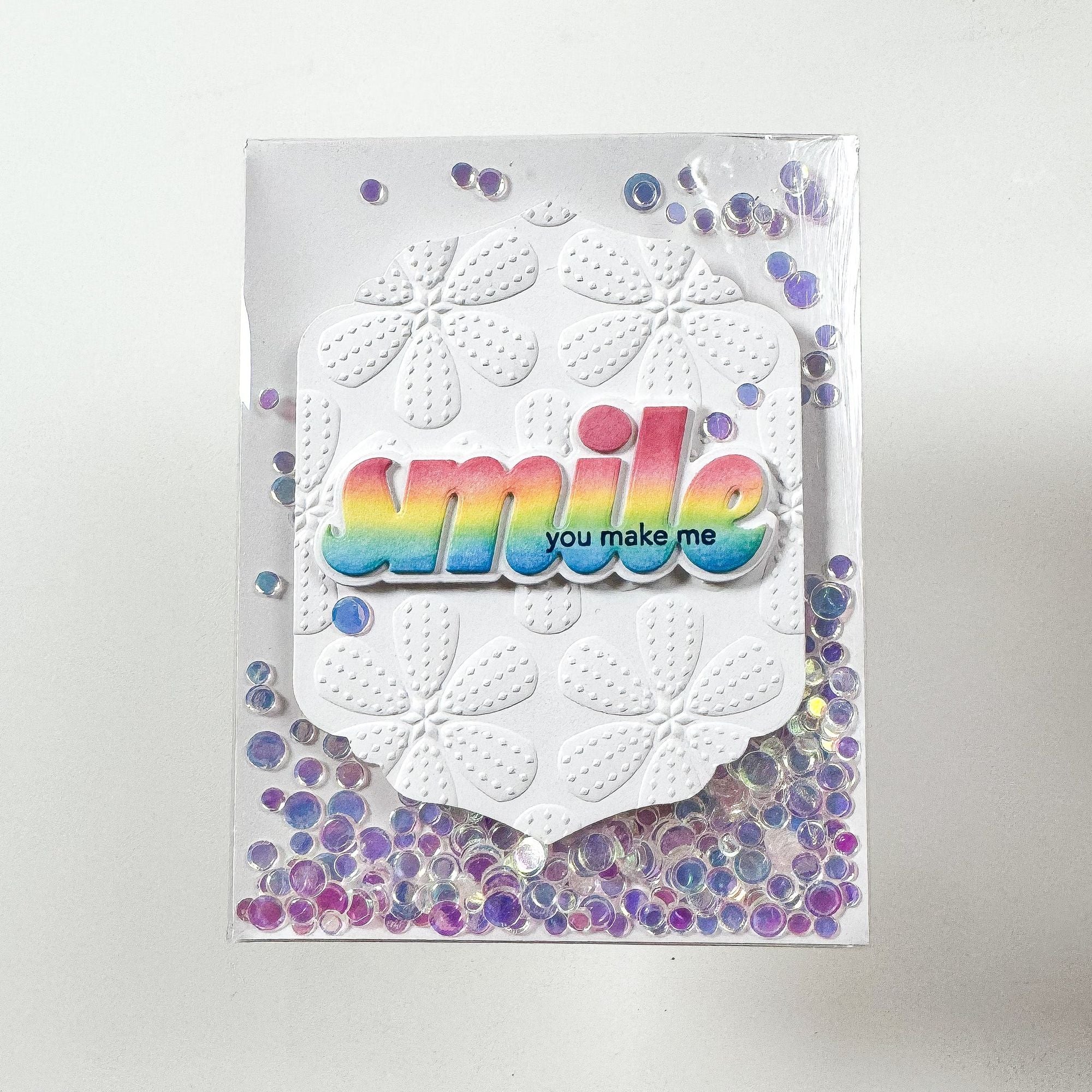 Simon Says Stamp Embossing Folder Stitched Flowers sf497 STAMPtember Smile Card
