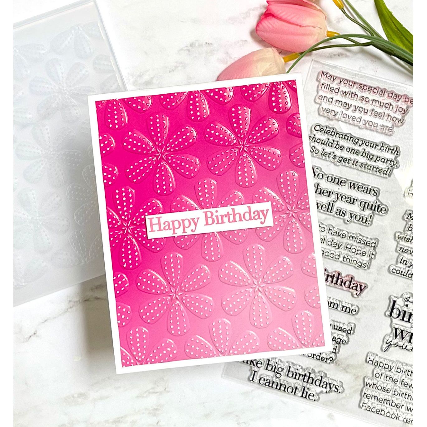 Simon Says Stamp Embossing Folder Stitched Flowers sf497 STAMPtember Birthday Card | color-code:ALT05