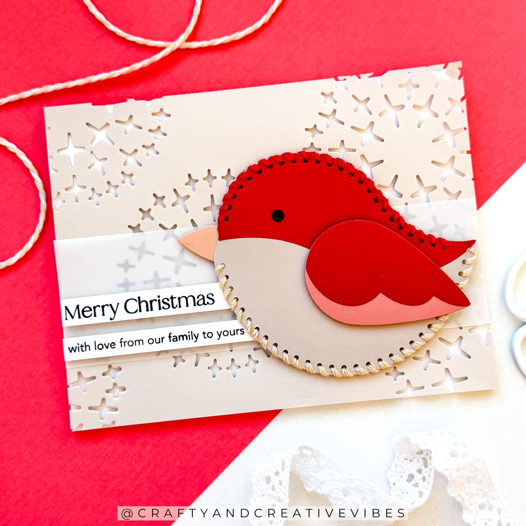 Simon Says Stamp Stitching Birdie Wafer Dies s1105 DieCember Holiday Card