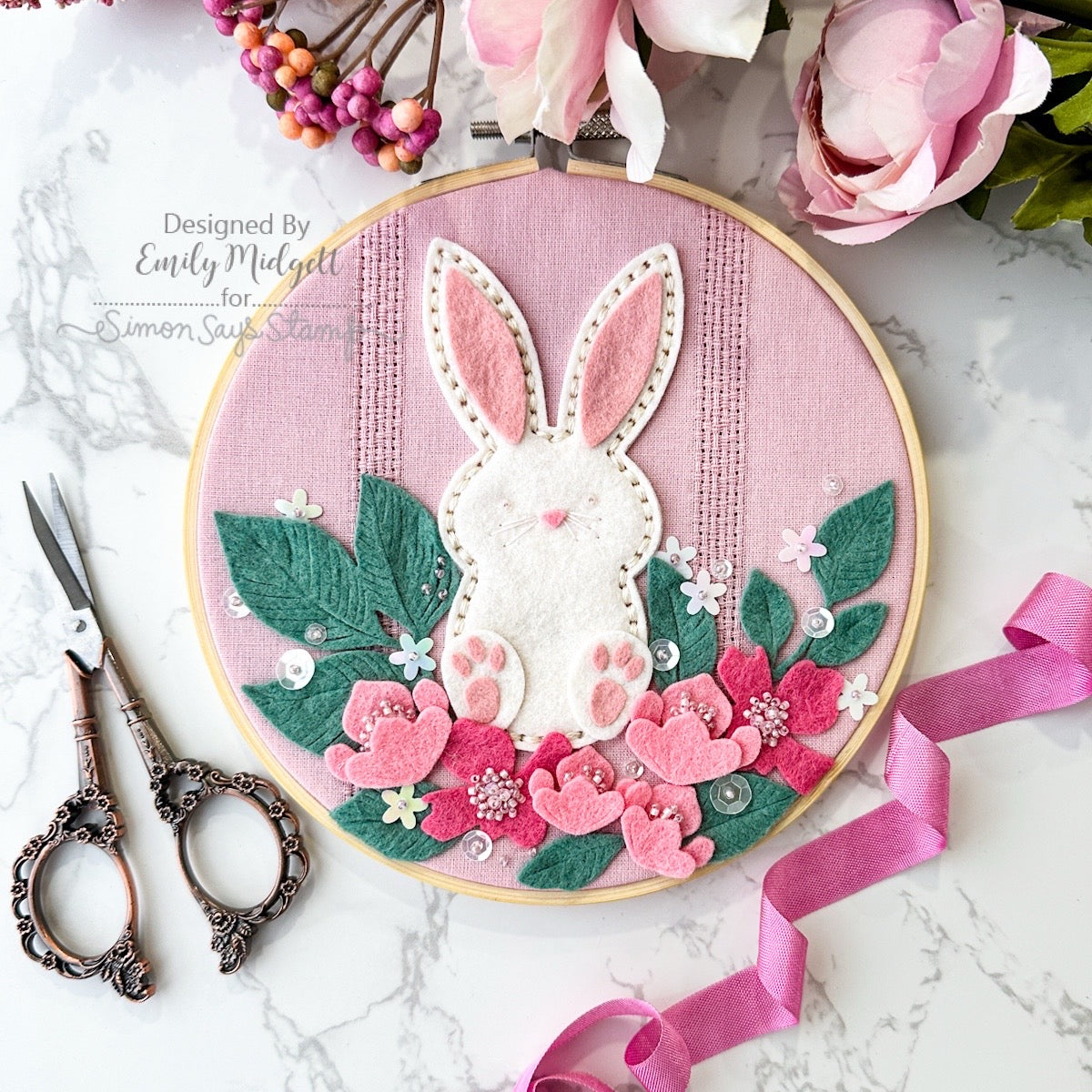 Simon Says Stamp Stitching Bunny Wafer Dies s1111 Beautiful Moments Bunny Embroidery Hoop | color-code:ALT02