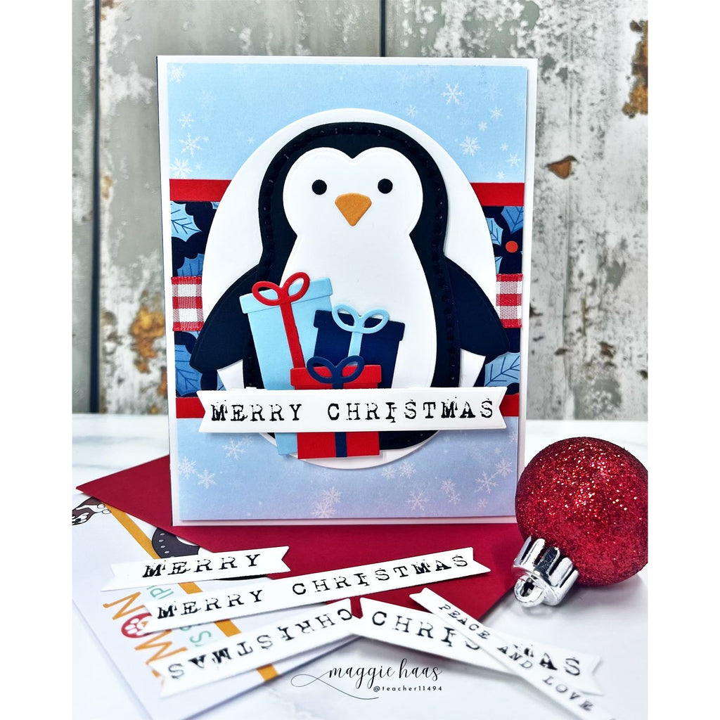 Simon Says Stamp Stitching Penguin Wafer Dies s1103 DieCember Christmas Card