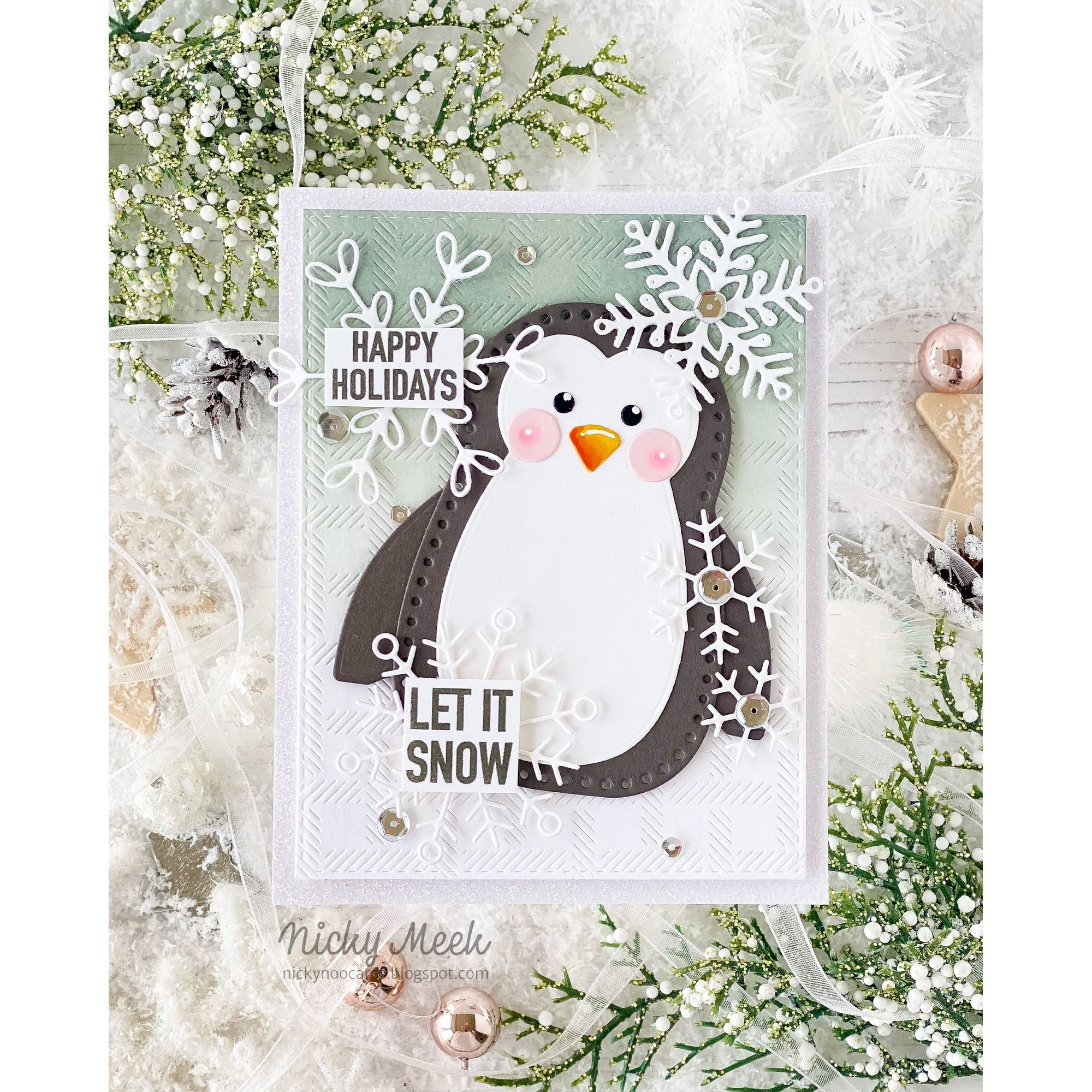 Simon Says Stamp Stitching Penguin Wafer Dies s1103 DieCember Holiday Card