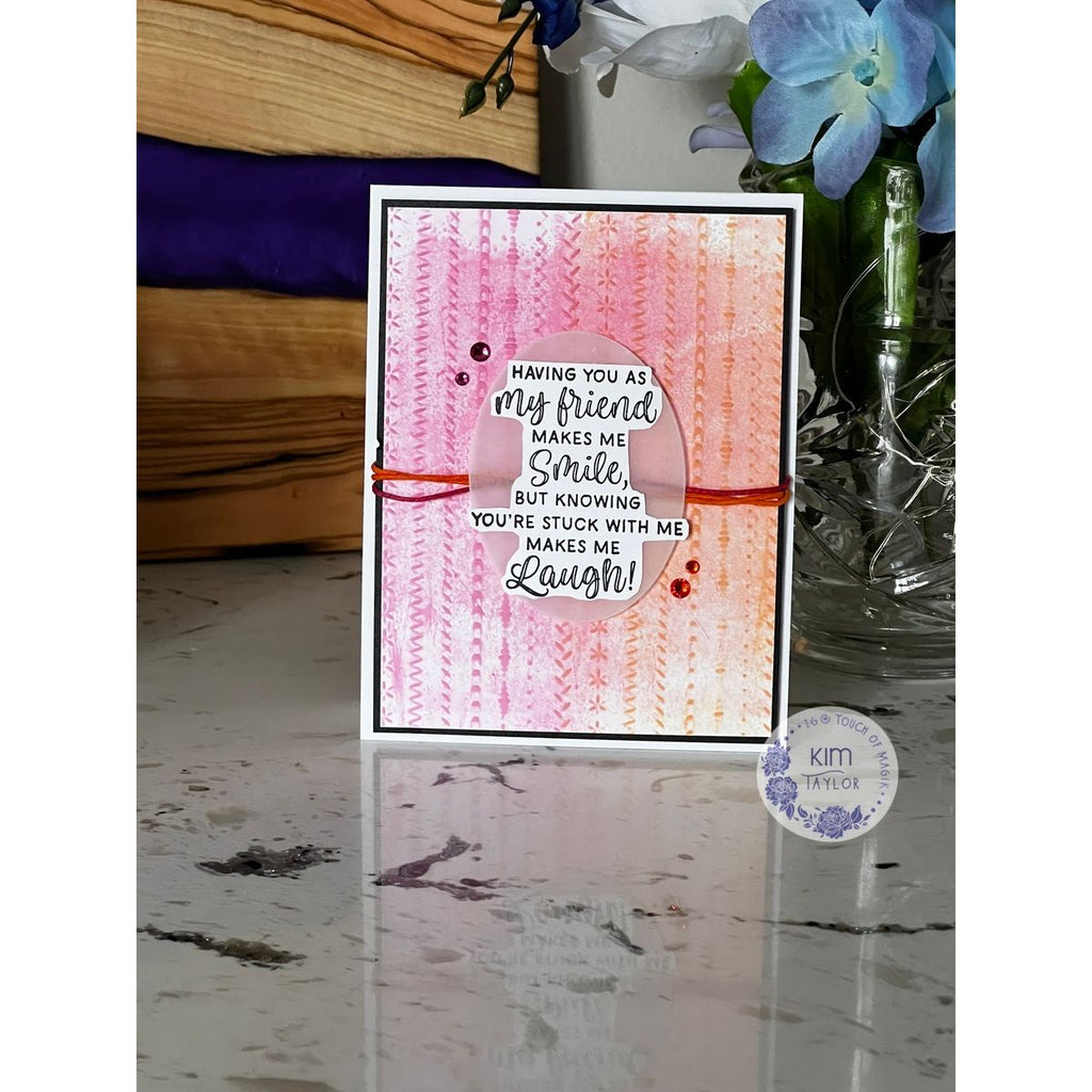 Simon Says Stamp Embossing Folder Stitching Sampler sf545 Beautiful Moments Friend Card