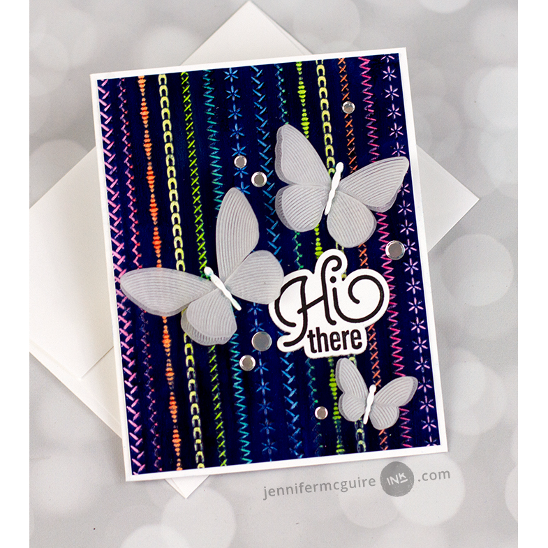 Simon Says Stamp Embossing Folder Stitching Sampler sf545 Beautiful Moments Hello Card | color-code:ALT04