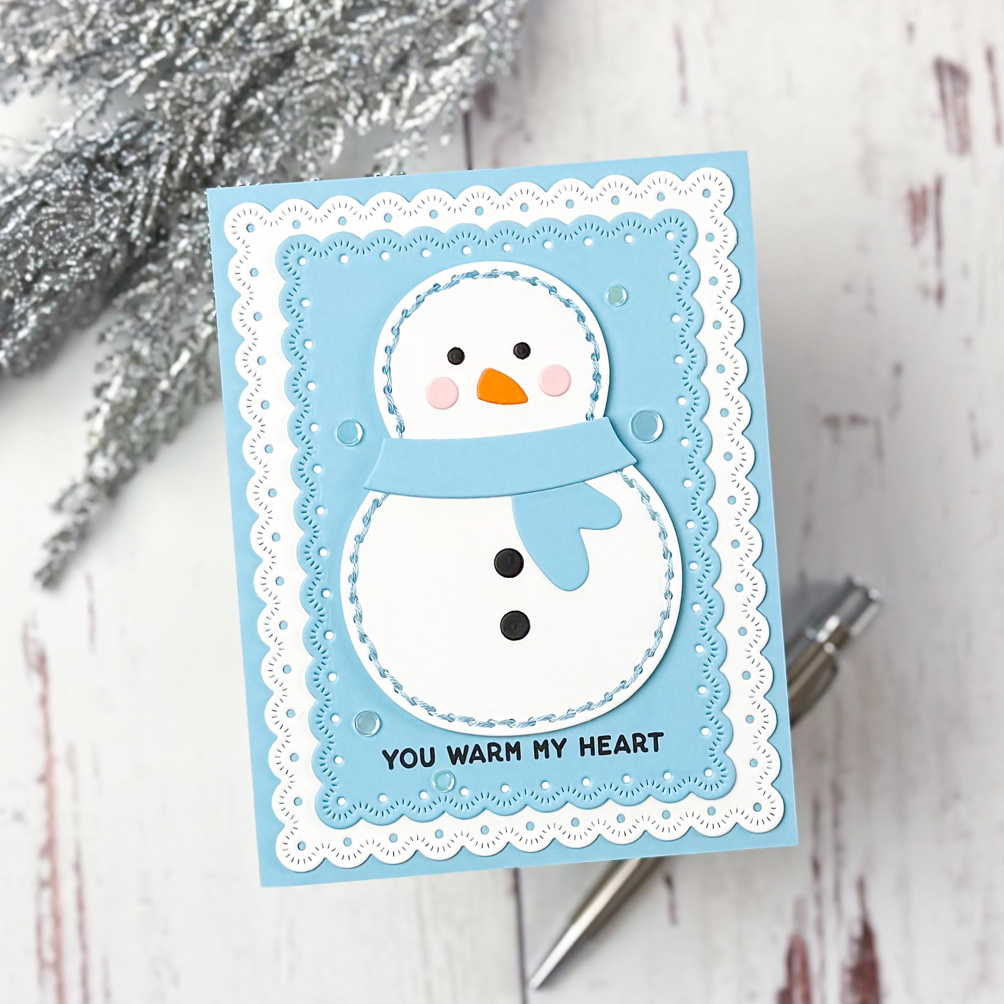 Simon Says Stamp Stitching Snowman Wafer Dies s1102 DieCember Winter Card