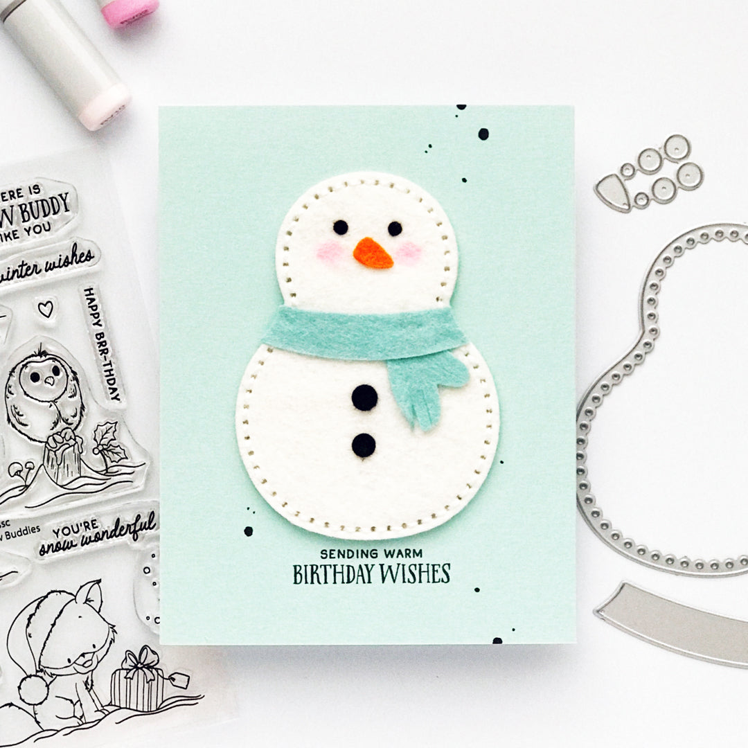 Simon Says Stamp Stitching Snowman Wafer Dies s1102 DieCember Winter Birthday Card