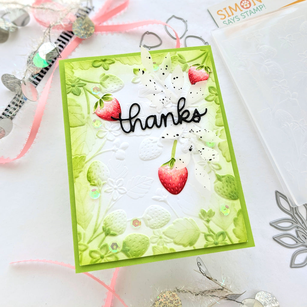 Simon Says Stamp Embossing Folder And Dies Strawberry Fields sfd321 Out Of This World Thanks Card | color-code:ALT01
