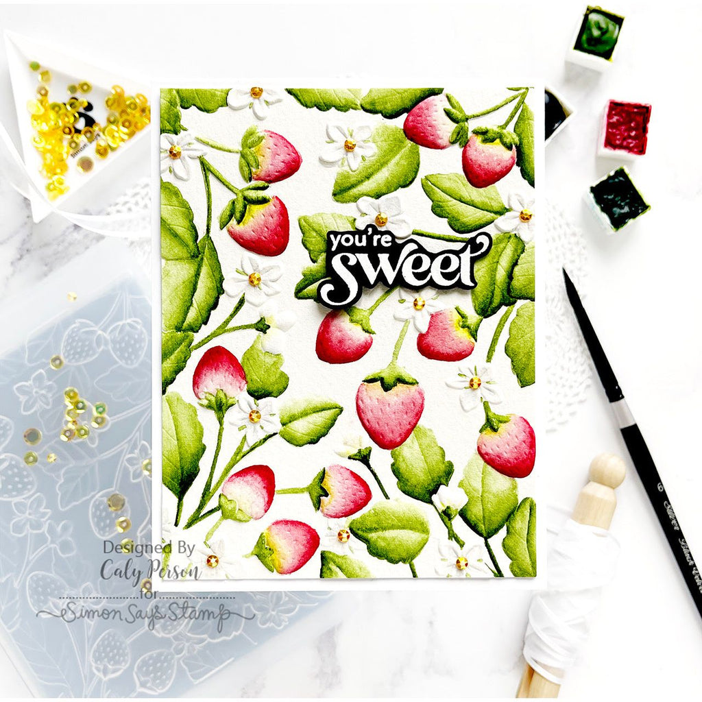 Simon Says Stamp Embossing Folder And Dies Strawberry Fields sfd321 Out Of This World  You're Sweet Card | color-code:ALT03