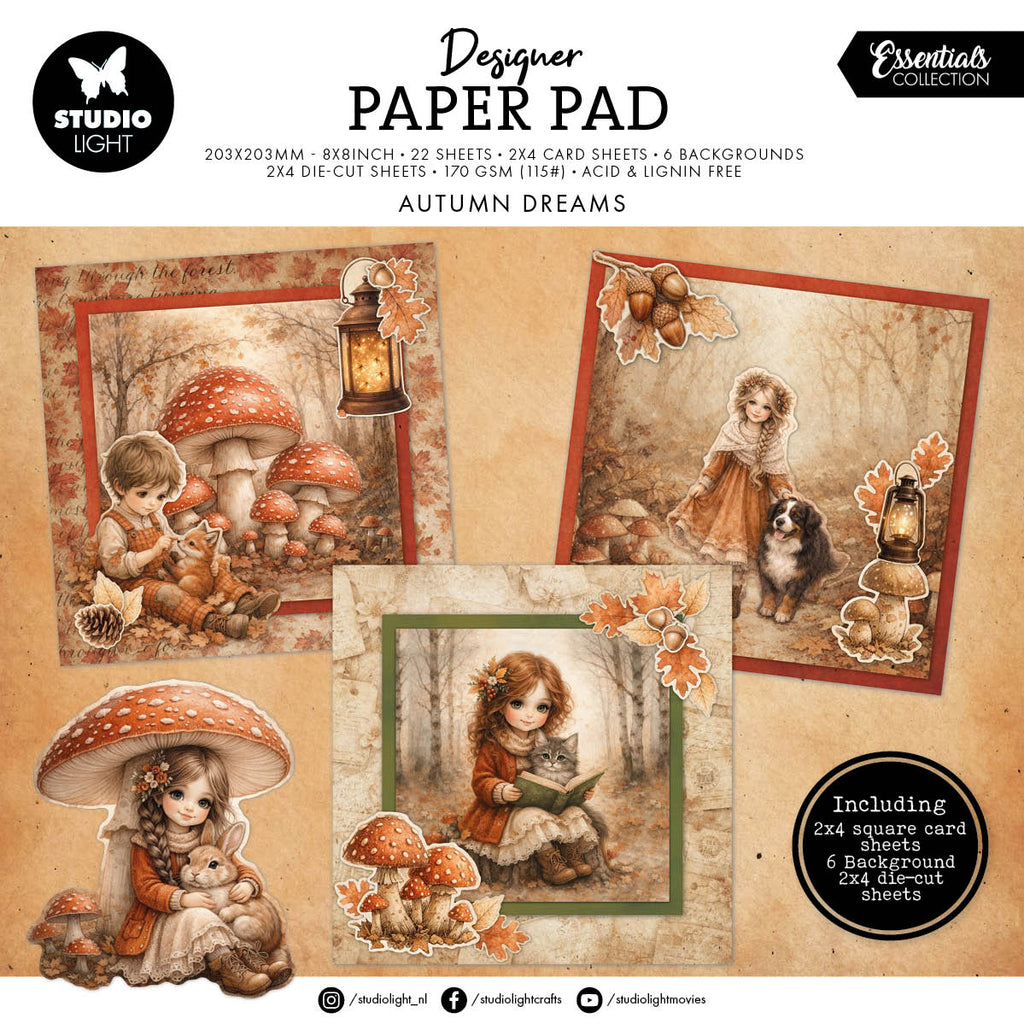 Studio Light Autumn Dreams Essentials 8x8 Mixed Paper Pad sl-es-dcpp505