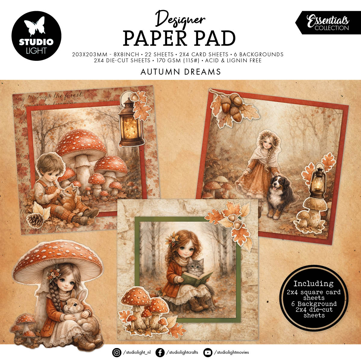 Studio Light Autumn Dreams Essentials 8x8 Mixed Paper Pad sl-es-dcpp505