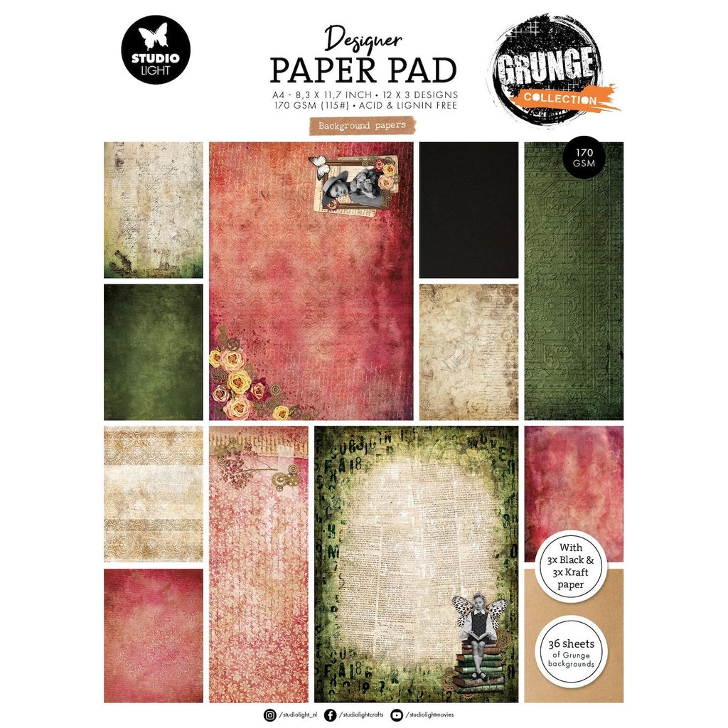 Studio Light Background Papers Designer Pad Grunge Collection sl-gr-dpp400