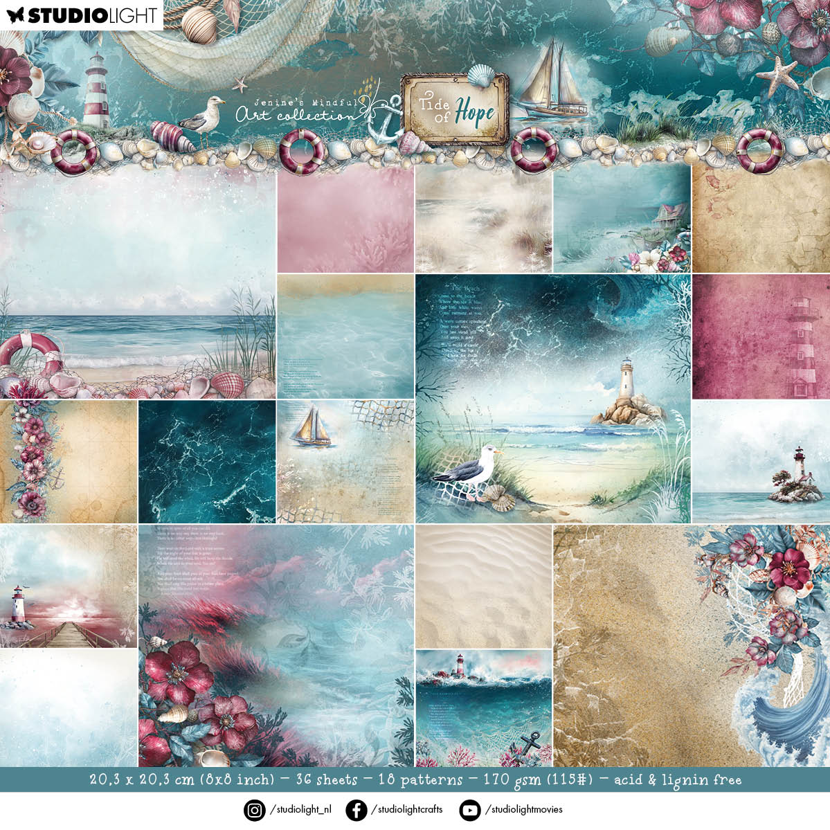 Studio Light Backgrounds Tide of Hope 8x8 Paper Pad jma-th-dpp434