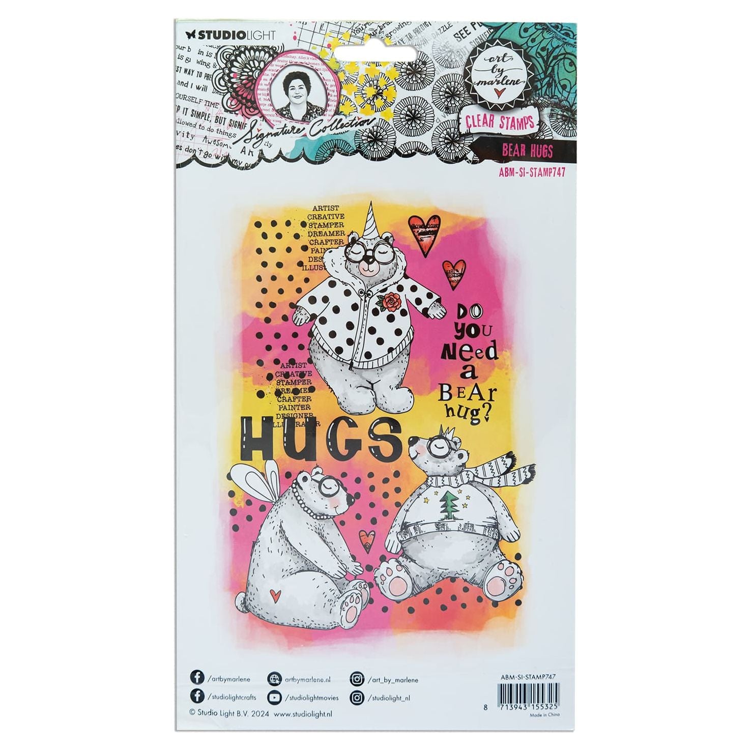 Studio Light Bear Hugs Clear Stamps abm-si-stamp747 package back