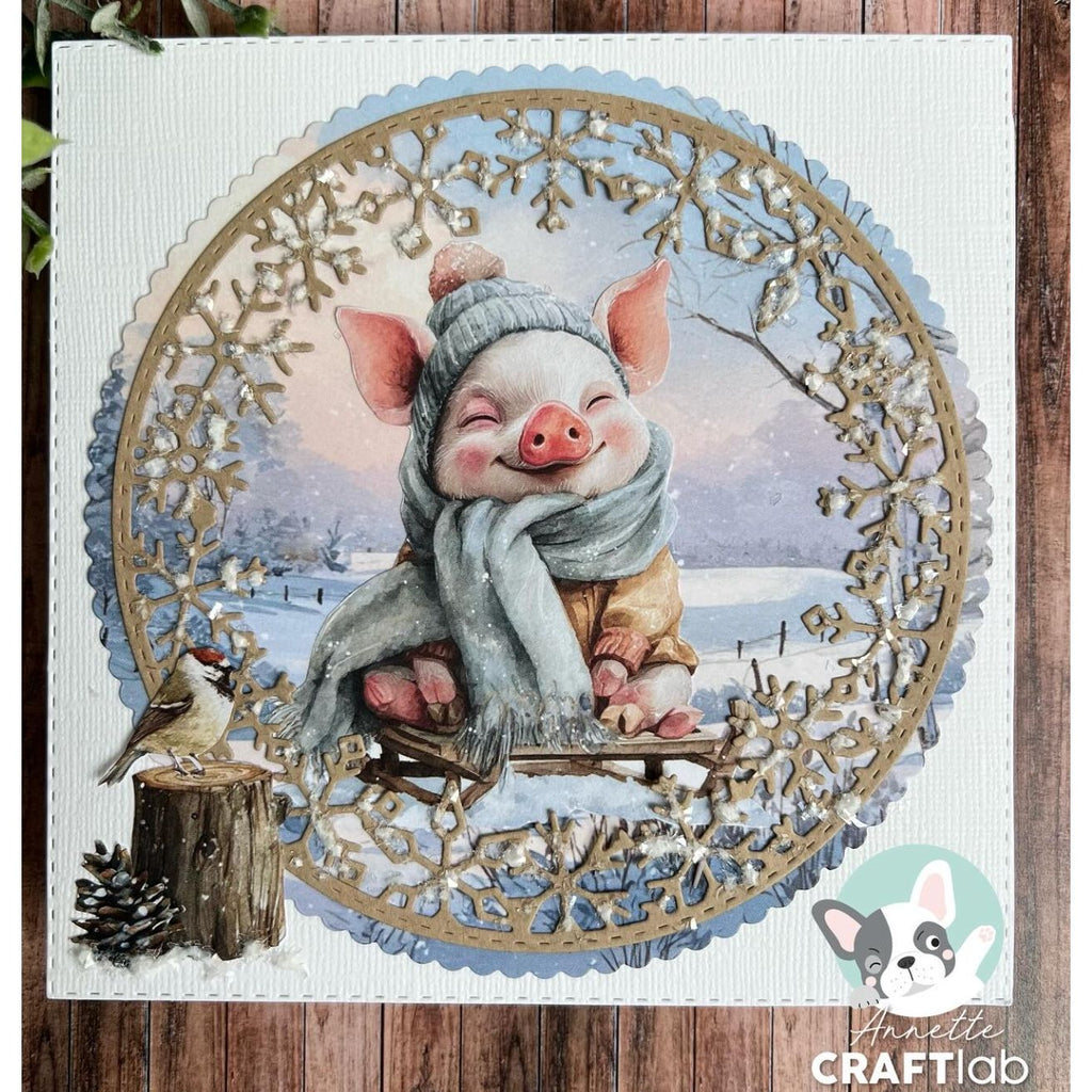 Studio Light Candy Christmas Collage 8x8 Paper Pad Essentials ccl-es-cpp497 pig bird snowflake frame