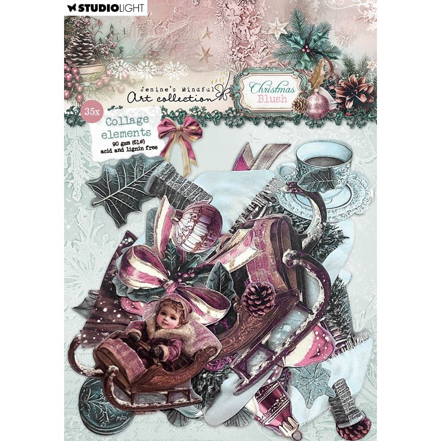 Studio Light Christmas Blush Collage Paper Elements jma-cb-pe45