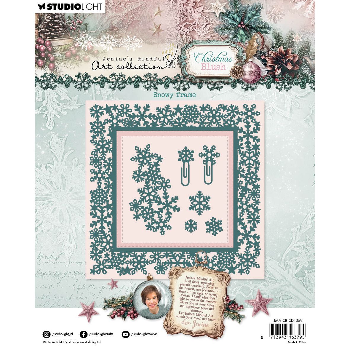 Studio Light Christmas Blush Snowy Frame Dies jma-cb-cd1059 package back