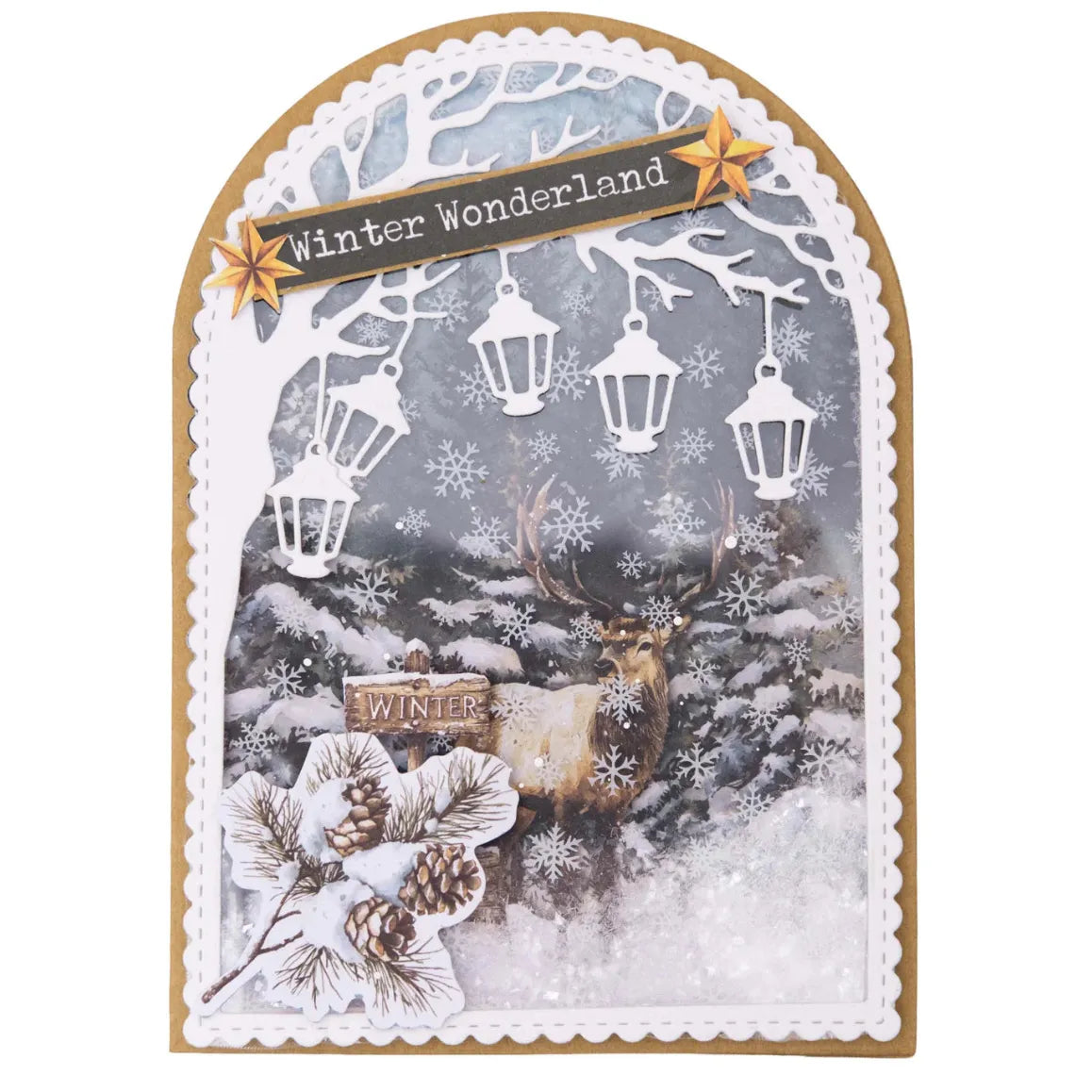 Studio Light Christmas Forest Folded Card Shape Dies sl-cf-cd1111 lamps deer acorns winter wonderland card