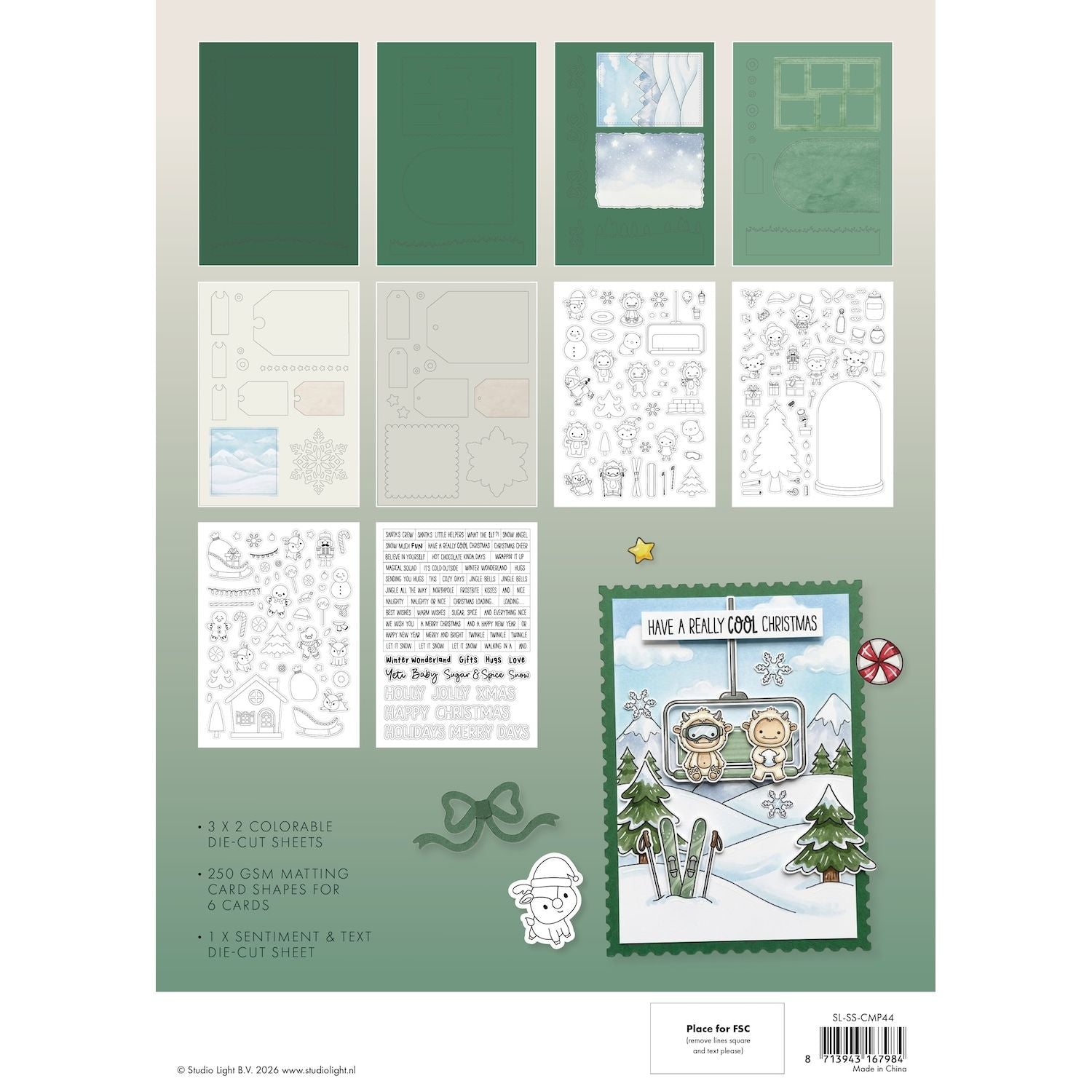 Studio Light Christmas Sweet Stories Card Making Pad sl-ss-cmp44 contents inside