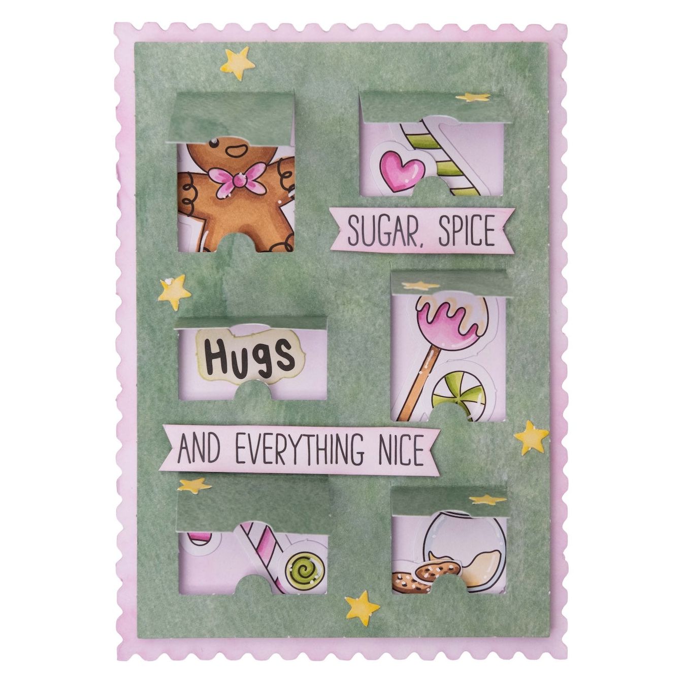 Studio Light Christmas Sweet Stories Card Making Pad sl-ss-cmp44 gingerbread man lollipop hugs cookies sugar spice and everything nice card
