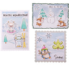 Studio Light Christmas Sweet Stories Card Making Pad sl-ss-cmp44 snowmen with reindeer in snow penguin mountains winter cards