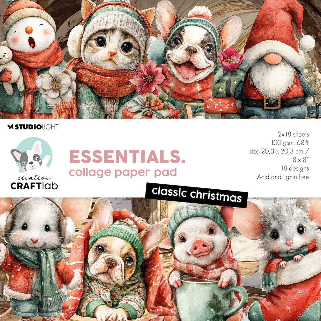 Studio Light Classic Christmas Collage 8x8 Paper Pad Essentials ccl-es-cpp498