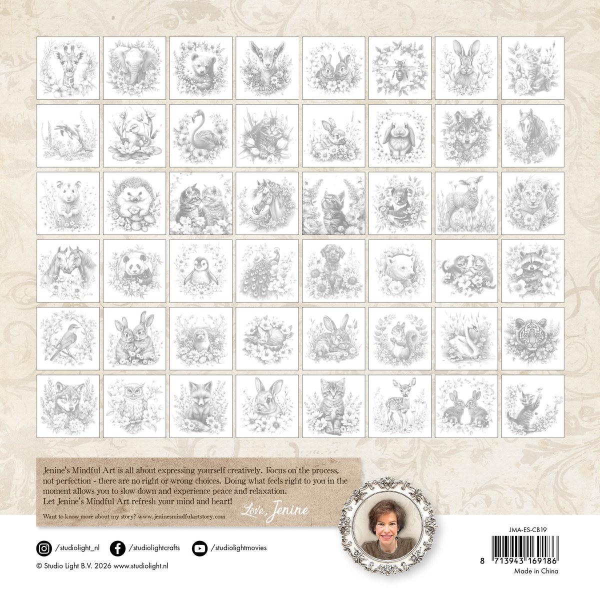 Studio Light Coloring Book Serene Animals Essentials jma-es-cb19 images of each coloring page