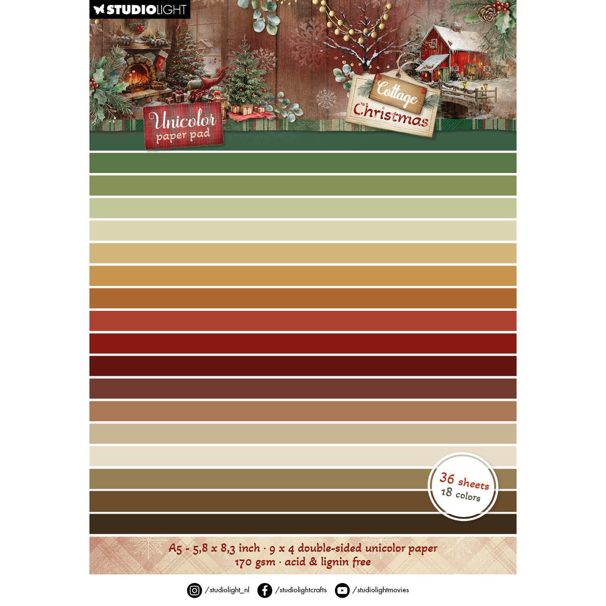 Studio Light Cottage Christmas Unicolor Paper Pad sl-cc-upp488