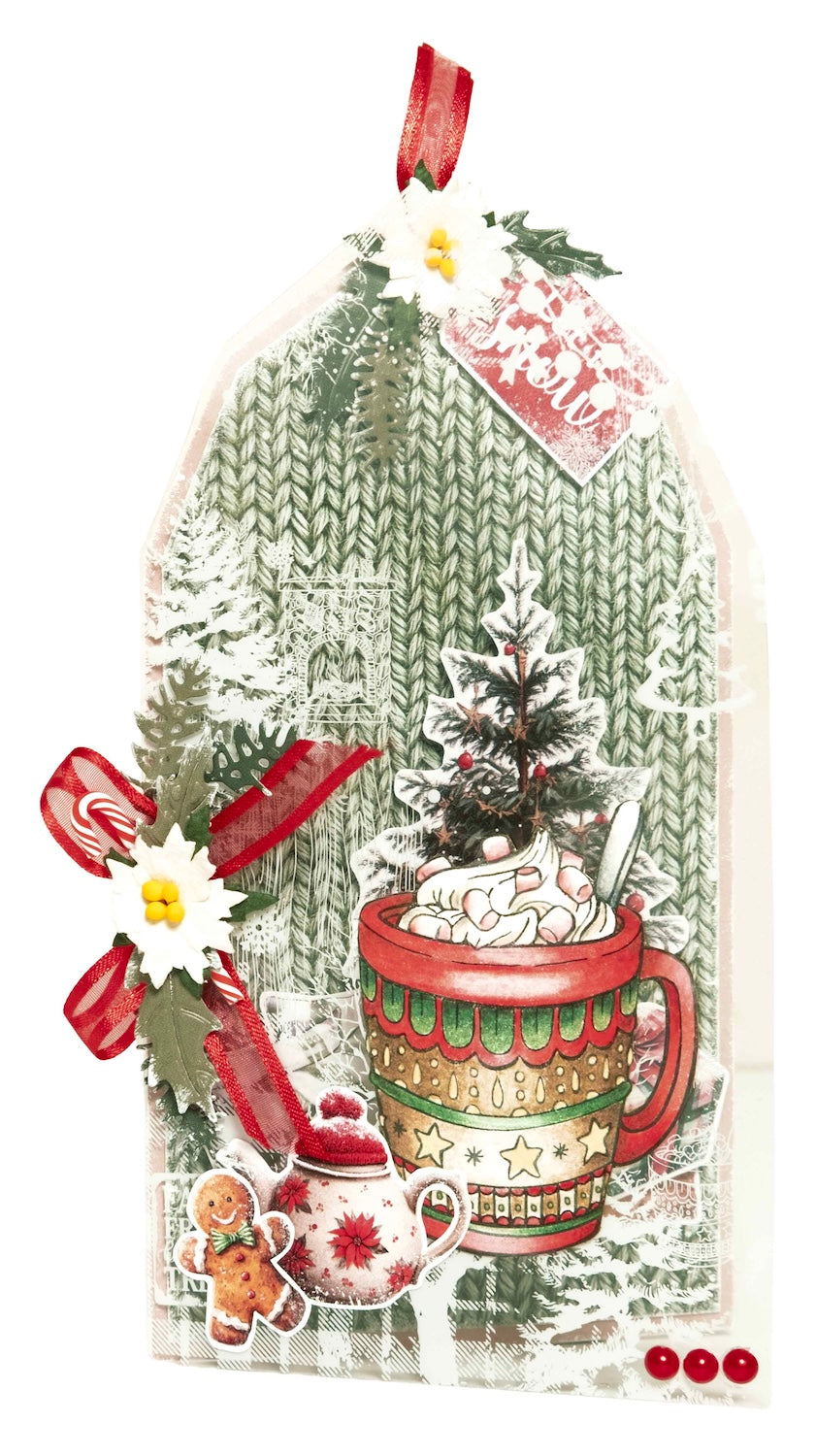 Studio Light Cozy Cocoa Cottage Christmas Clear Stamps sl-cc-stamp956 marsh mellows bow with white flower gingerbread man tag card