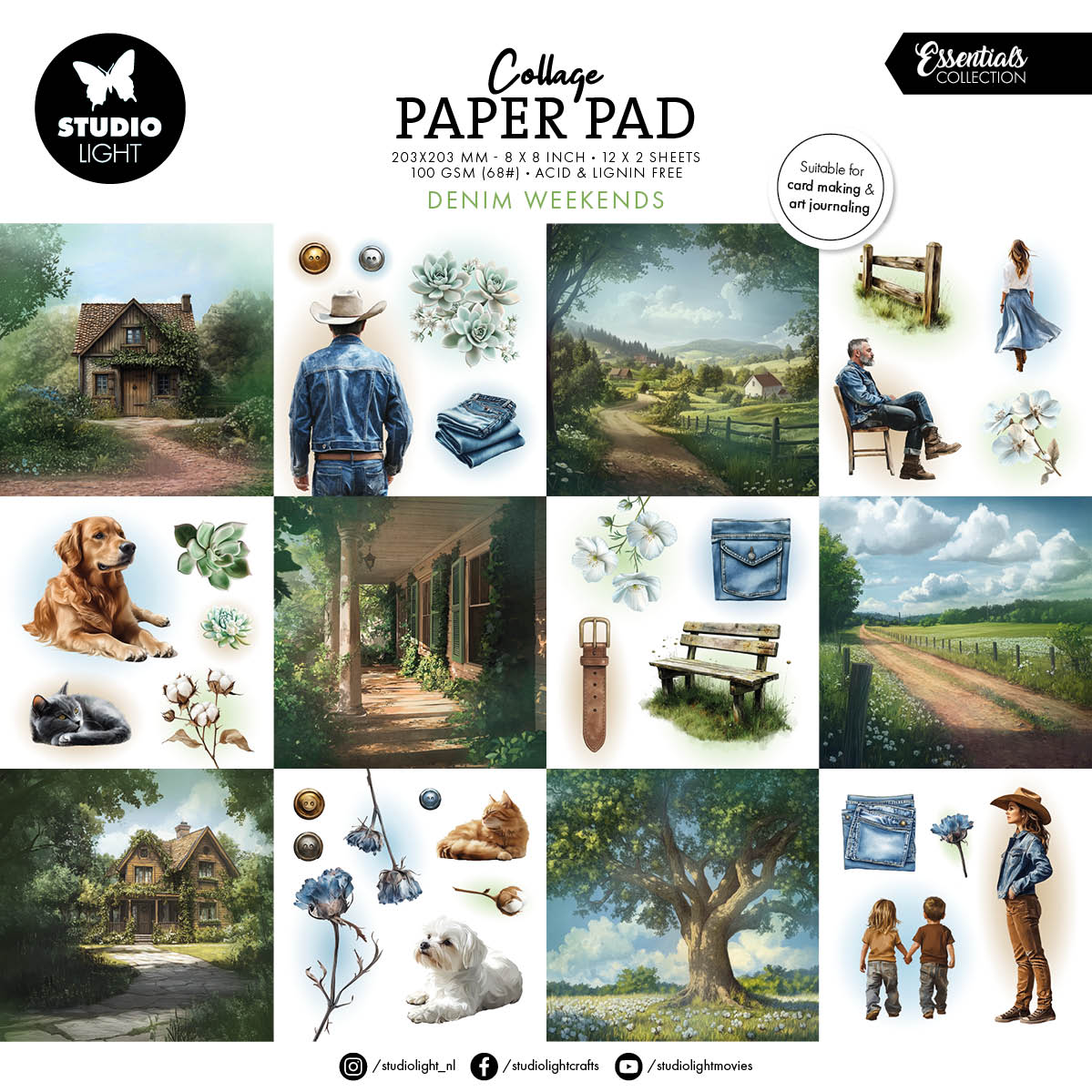 Studio Light Denim Weekends Essentials Collage Paper Pad sl-es-cpp408