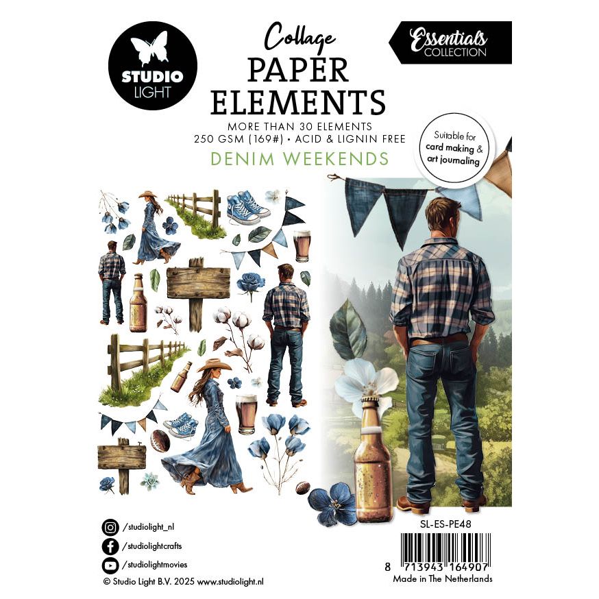 Studio Light Denim Weekends Essentials Paper Elements sl-es-pe48